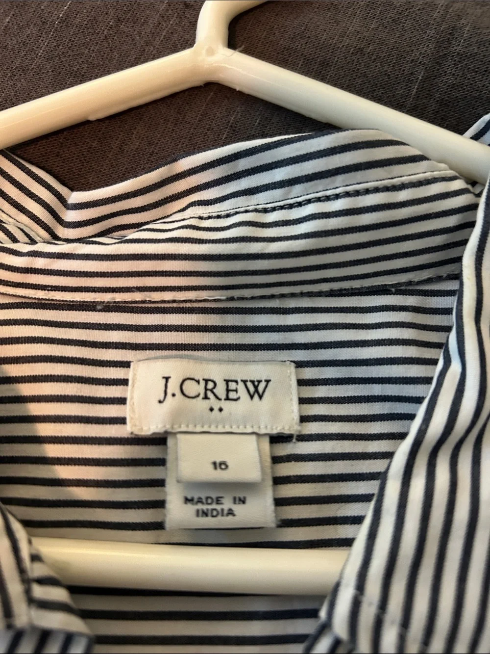J. Crew Dark Navy and White Striped Button-Front Shirt Dress